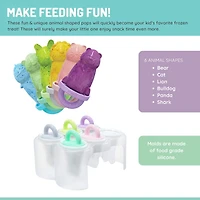 Melii Ensemble de 6 Moules à Sucette Glacée en Forme d'Animaux avec Plateau - Moules en Silicone Réutilisables