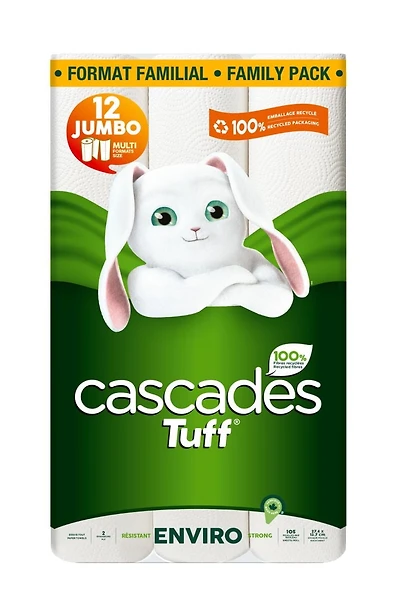 Papier essuie-tout Cascades Tuff Enviro, 12 rouleaux, 105 feuilles, 2 plis