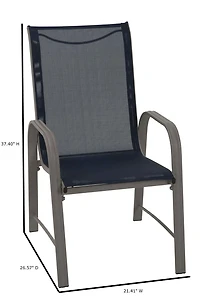 COSCO Outdoor Living Paloma Steel Patio Chaise à dîner, gris clair Sling, Gris foncé Cadre en acier, 6-Pack