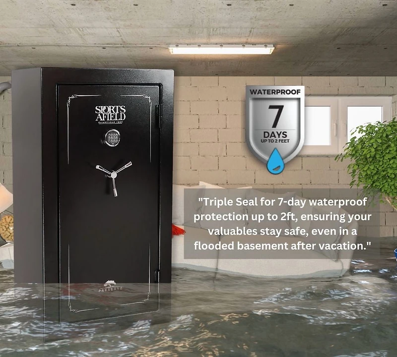Preserve Series 59" Tall Gun Storage Safe With Electronic Lock & Triple Seal Protection (32 Gun Capacity), Lifetime Warranty Safe