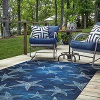 Outdoor Washable Boca Blue 5' x 7' Area Rug