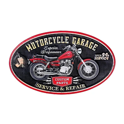 IH Casa Decor Garage De Moto En Métal Ovale En Relief