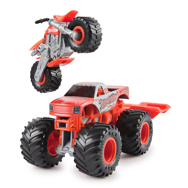Monster Jam ThunderROARus Monster Truck and Dirt Bike Vehicle 2-Pack, 1:64 Scale