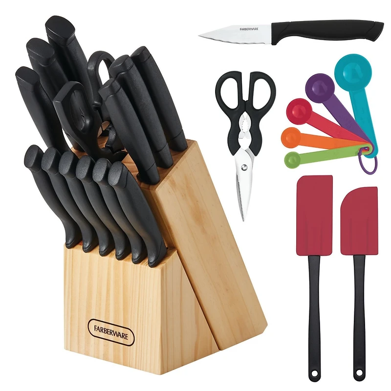 Farberware 23 piece Knife Set, Dishwasher safe.