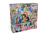 Buffalo Games Bonjour Cats and Dogs Collage 1000-Piece Interlocking Jigsaw Puzzle for Adults Ages 14-99 Years