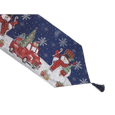 Tapestry Table Runner (Snowman With Gifts) (54")