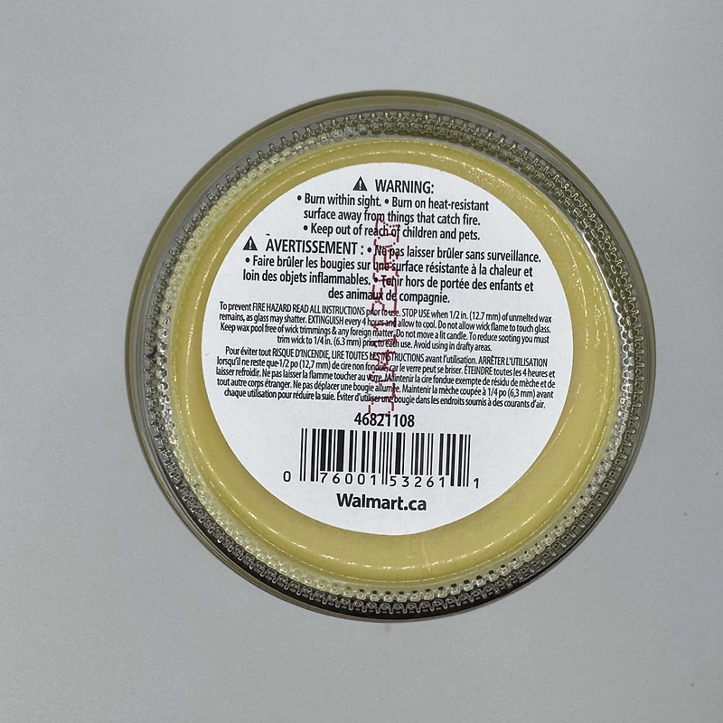 Mainstays Bougie parfumée en pot de verre à mèche unique, au citron sucré, 567 g (20 oz)
