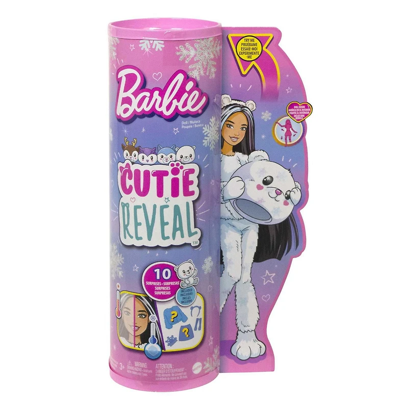Barbie Cutie Reveal Éclat de flocon de neige Poupée, ours polaire