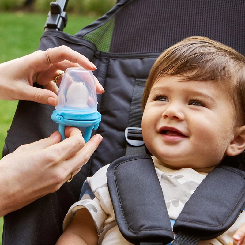 Distributeur de nourriture pour bébé en silicone, paquet de 2 (bleu/menthe)