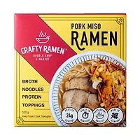 Pork Miso Ramen, Restaurant-Quality Frozen Ramen - 520g, 24g Protein per serving. Includes: broth, noodles, protein, toppings. Ready in minutes.
