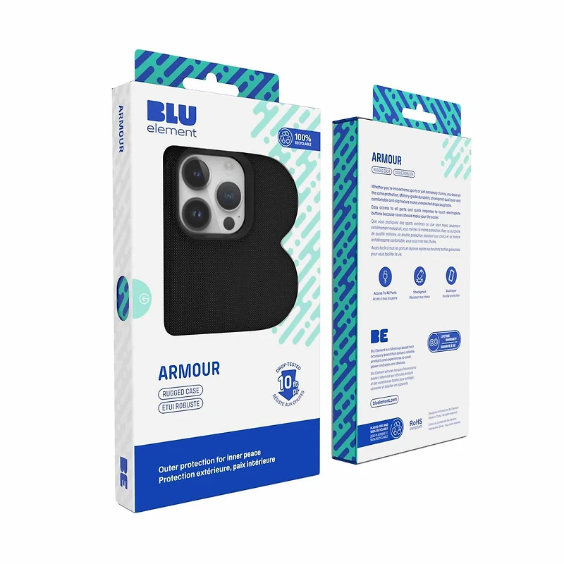 Blu Element Étui Robuste Armour avec MagSafe Noir pour iPhone 16e/15/14/13
