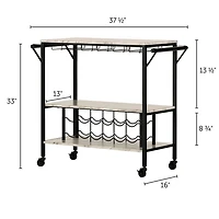 South Shore Maliza Chariot bar avec rangement à bouteilles et verres à vin