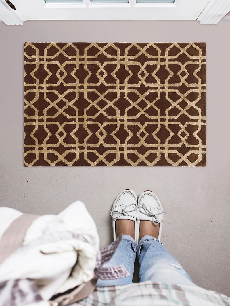 Tapis d'appoint en Laine Aspire Xs marron et sable de 2 pi x 3 pi