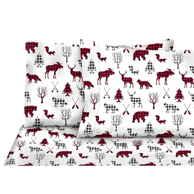 Safdie & Co. Flannel Sheet Set 4PC King Wildlife