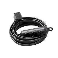 Globe Electric 12 ft. 3-Outlet 16/3 Black Fabric Extension Cord with Right-Angle Plug and Integrated Hanging Hook
