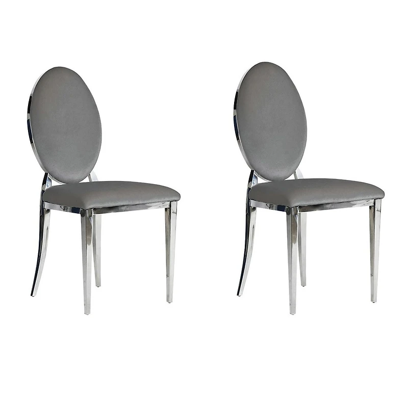 Chaise de salle à manger canadienne Zara en velours argenté (Ensemble de 2)