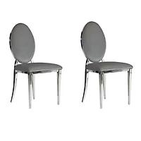 Chaise de salle à manger canadienne Zara en velours argenté (Ensemble de 2)