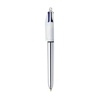 Stylos-billes métalliques rétractables BIC 4 couleurs Brillant, pointe moyenne (1,0 mm), paquet de 3, stylo-bille rétractable avec encre durable
