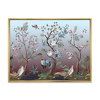 Designart Chinoiserie Aux Oiseaux Et Pivoines XI ART MURAL À CADRE FLOTTÉ