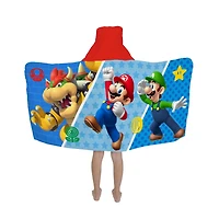 Super Mario "Fun For Us" Hooded Towel Wrap, Super Mario Hooded Towel