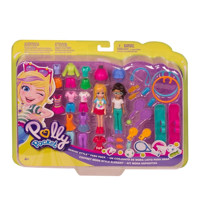 Polly Pocket Servin' Style Fashion Pack Super Sporty with Polly & Lila Dolls and over 35 Fashions & Sporting Accessories