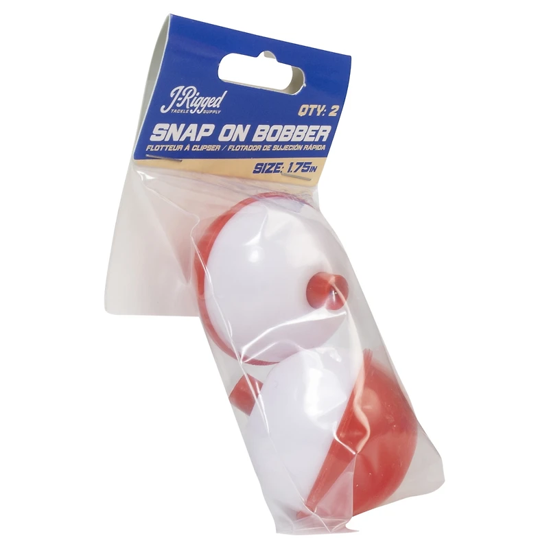J-Rigged Red & White snap-on Bobber - 1.75in