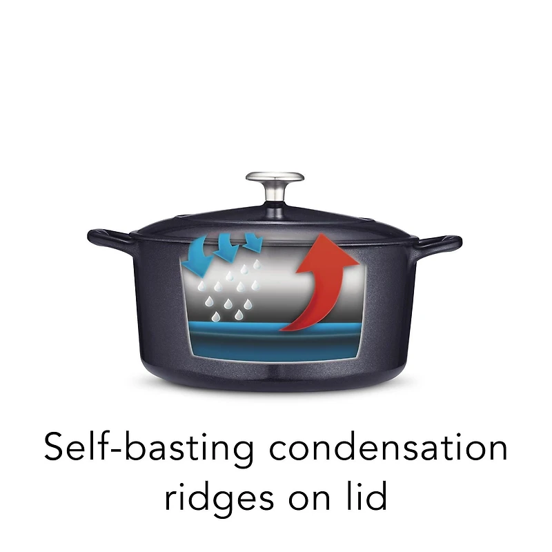Cocotte ronde couverte Tramontina de 5,2 litres (5,5 Qt) - fonte - bleu foncé - Gourmet 80131/038DS