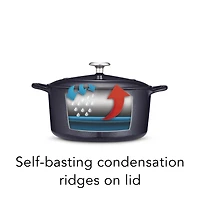 Cocotte ronde couverte Tramontina de 5,2 litres (5,5 Qt) - fonte - bleu foncé - Gourmet 80131/038DS