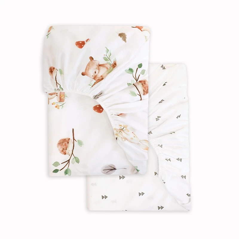 lot de 2 draps de lit de bébé, woodland