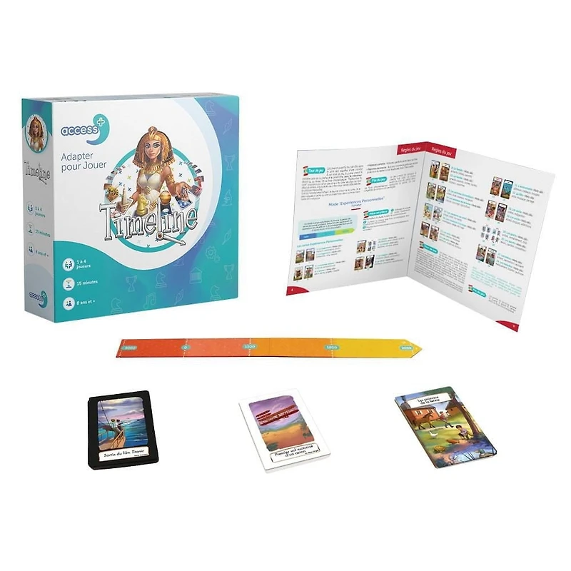 TIMELINE - ACCESS + ANGLAIS<br>Jeu de société adapté par les professionnels de la santé pour les troubles cognitifs TDAH et autisme Carte de jeux intelligente pour enfants et adultes 8+ 1-4 joueurs 15