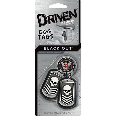 Driven by Rafraîchissez votre voiture! Dog Tags Novelty Black Out Scent, assainisseur d'air, 1 paquet