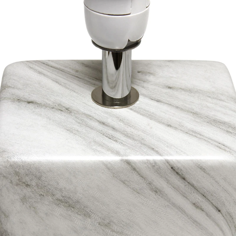 Simple Designs Petite lampe de table en céramique marbrée avec abat-jour en tissu