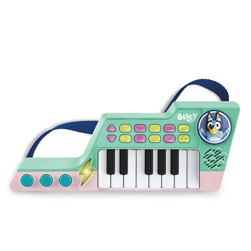VTech® Bluey Bluey’s Keytar Toy Piano and Guitar Combo for Toddlers - French Version, 3-6 Yrs, VT BLUEY'S KEYTAR FR