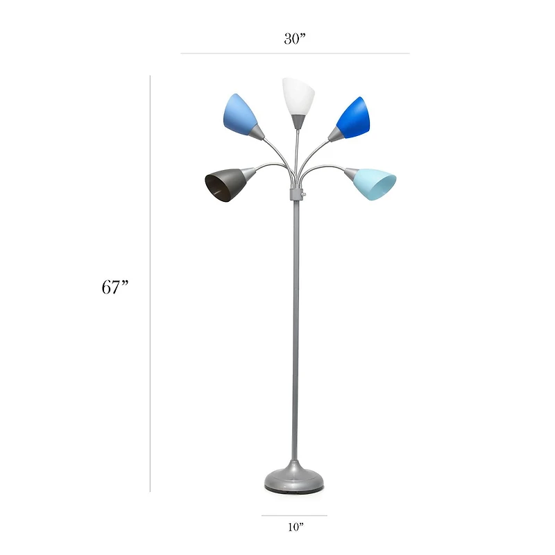Simple Designs Lampadaire à col de cygne réglable à 5 lumières