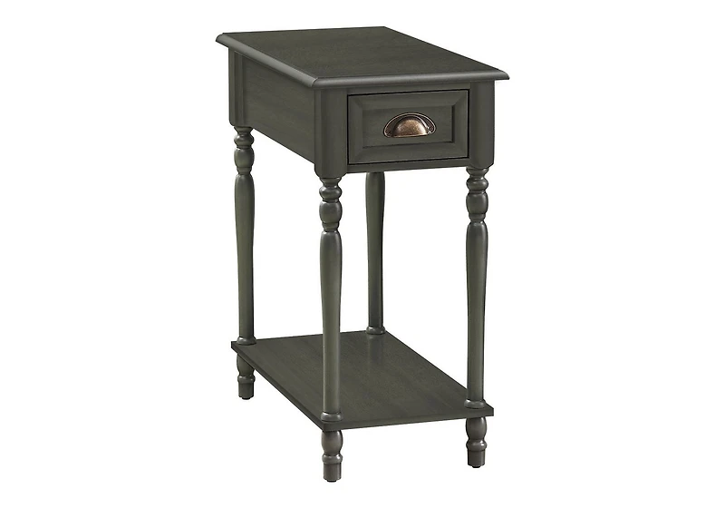 Monarch Specialties Accent Table, 2 Tier, Side Table, End, Narrow, Nightstand, Bedroom, Lamp, Storage Drawer, Green Veneer, Traditional