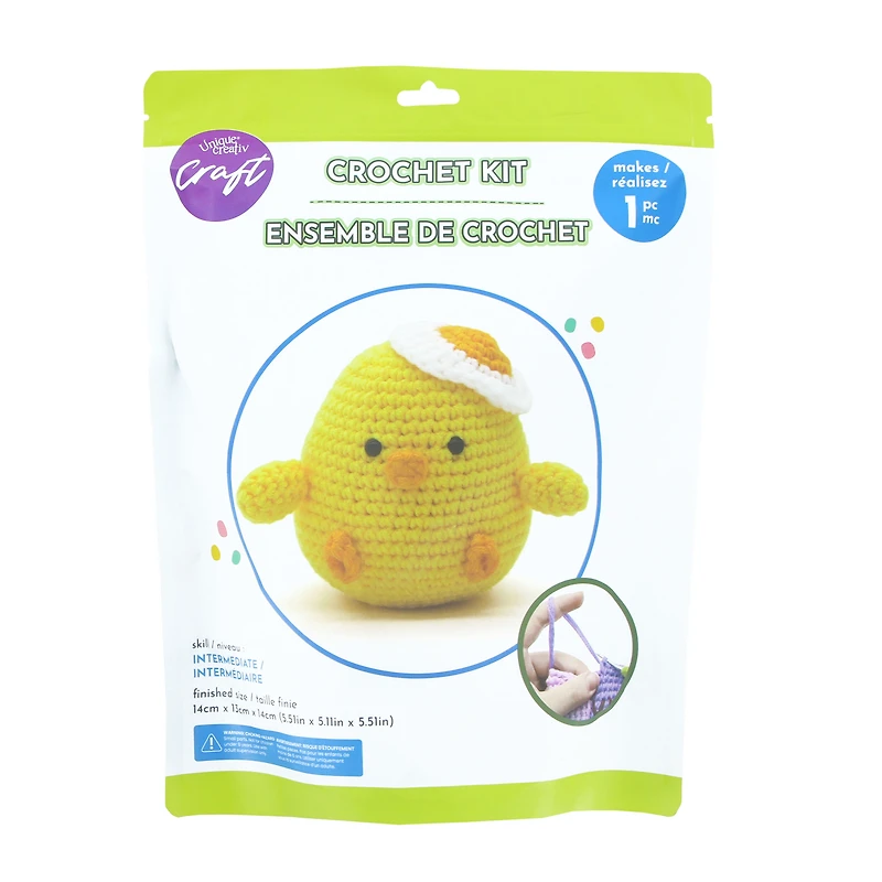 UNIQUE CREATIV CRAFT Crochet Kit – Chicken, 1 pc, Age 8+, Intermediate, 14×13×14 cm ENSEMBE DE CROCHET