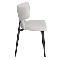 Chaise contemporaine de salle à manger en tissu et en métal, ensemble de 2 – beige et noir