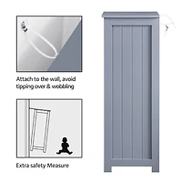 FullFurnique Armoire de Salle de Bain Autoportante en Bois avec 4 Tiroirs, Gris