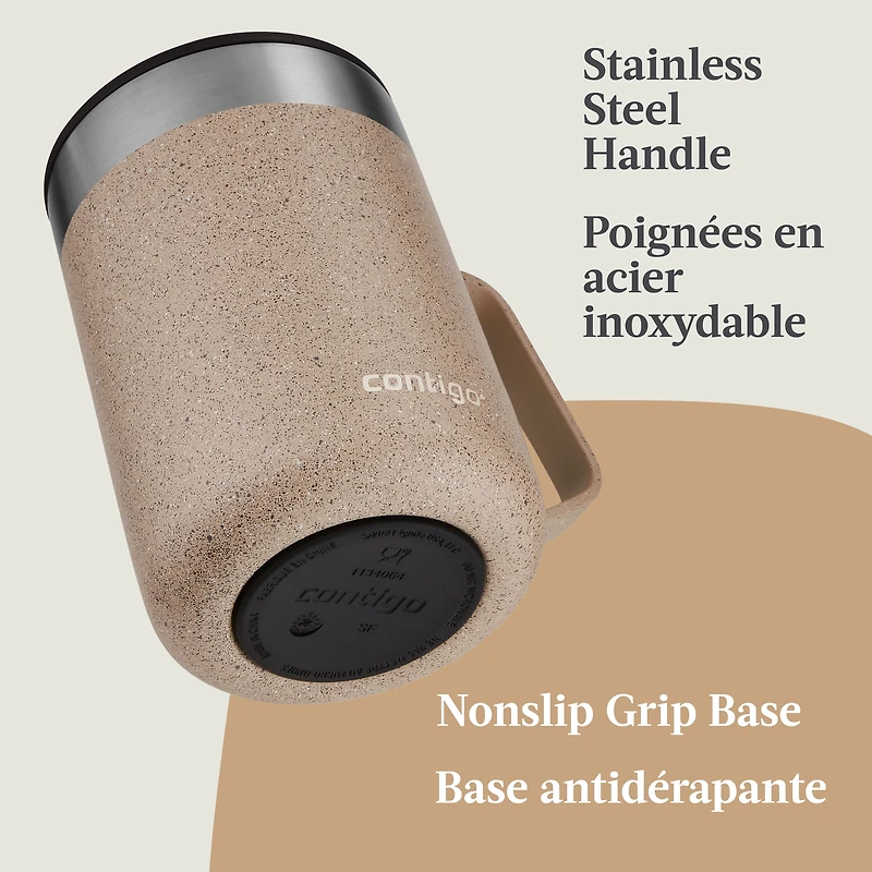 Tasse en acier inoxydable Contigo Streeterville avec couvercle anti-éclaboussures, 414 ml (14 oz), gobelet isotherme avec poignée pour café et thé, sucre roux paquet de 1