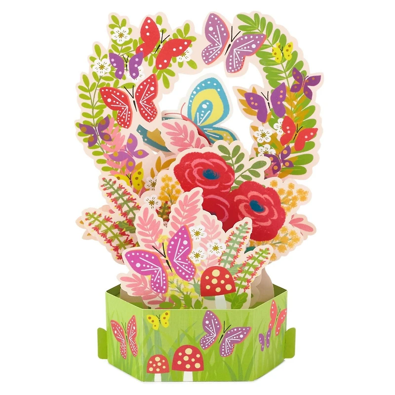 Carte en relief, Paper Wonder de Hallmark (Fleurs et papillons) pour la fête des Mères, le printemps, les fêtes, « Je pense à toi », félicitations, ou les autres occasions