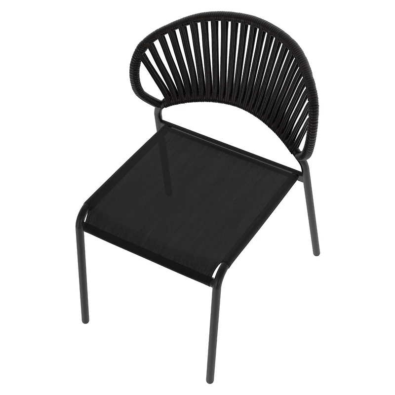 Chaise empilable en osier et tissu tendu pour patio Mainstays Osier tissé à la main