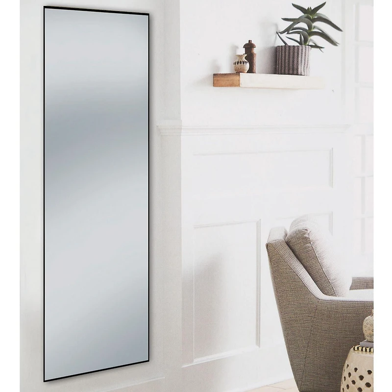 Hometrends Aluminum Full Length Leaner Mirror, 27x70 inch, Brushed Black