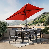 CorLiving 6.5ft x 6.5ft Square Durable Fabric Canopy Tilting Outdoor Umbrella with Steel Frame