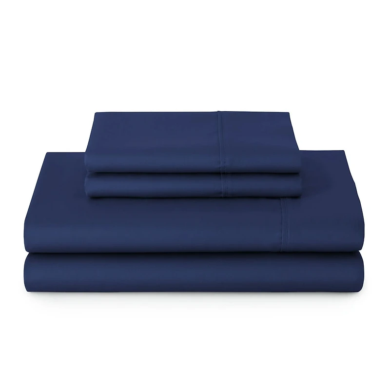 Better Homes & Gardens Ensemble de draps en satin de coton 300 fils, 4 pièces – Anse bleue, Très grand lit (King) Ensemble de draps en satin de coton 300 fils