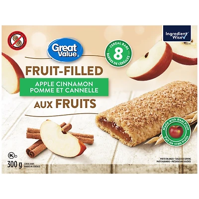 Barres de céréales aux pommes et cannelle Great Value 8 Barres, 300 g