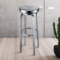 Plata Import Stainless Steel Stool Rotating Counter 26"  Chair Home Round Dining Chair Height Kitchen Coffee Shop