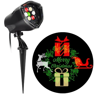 Lightshow Projection Plus-Whirl-a-Motion+Static-Merry Christmas Wreath (RRCW/Green)