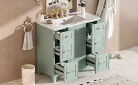 Homy Casa 36 in Moss Green Kitchen Sideboard with Ceramic Sink