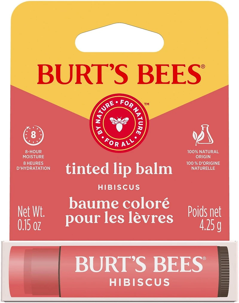Burt's Bees 100% Natural Origin Moisturizing Tinted Lip Balm, Hibiscus with Shea Butter