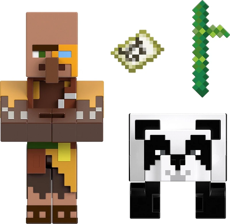 MINECRAFT – FIGURINE DE BASE – 8,26 cm (3,25 po) – COFFRET DE 2 – Cartographe de la jungle et Panda